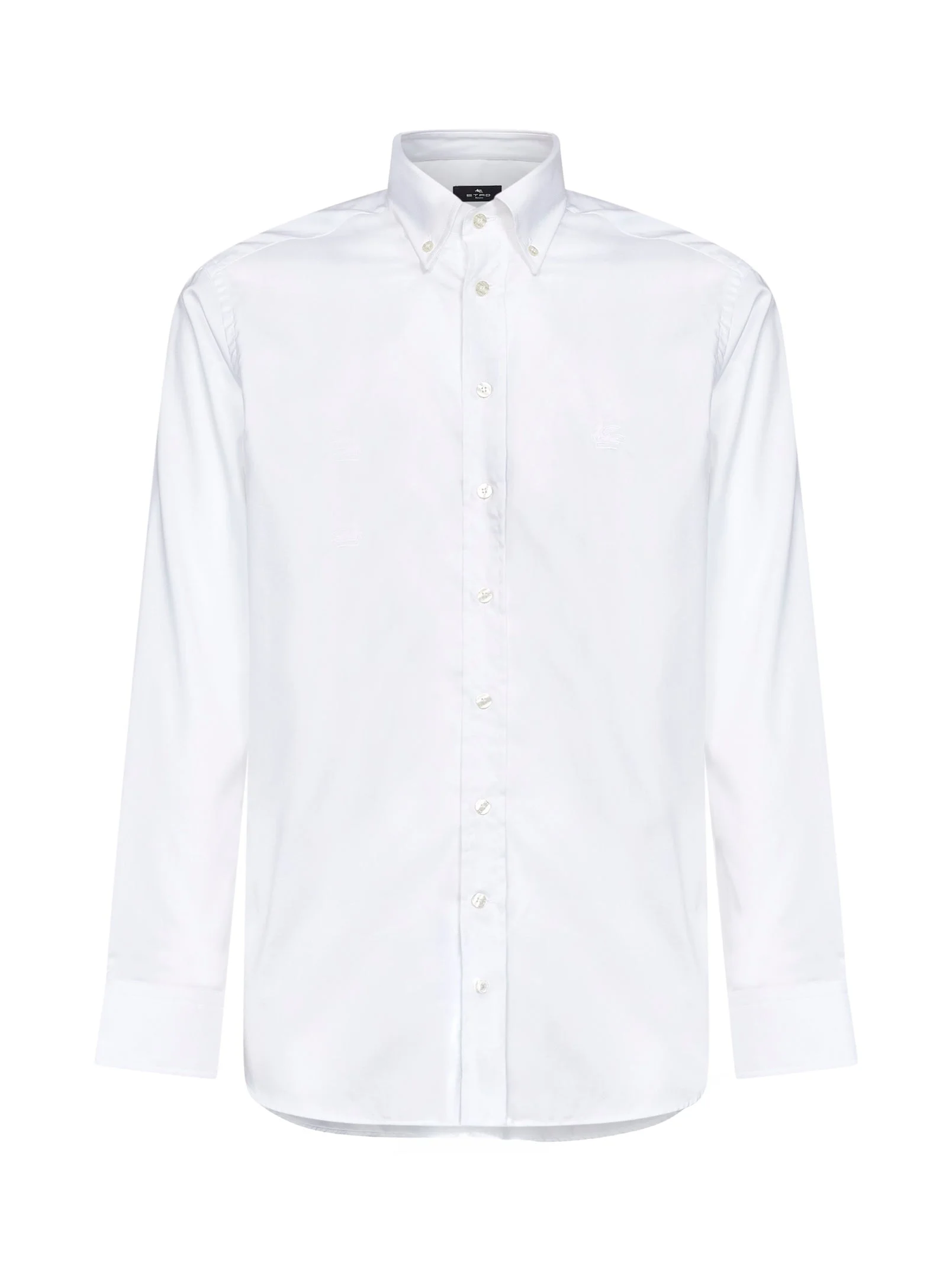 White cotton button-down logo shirt - 1