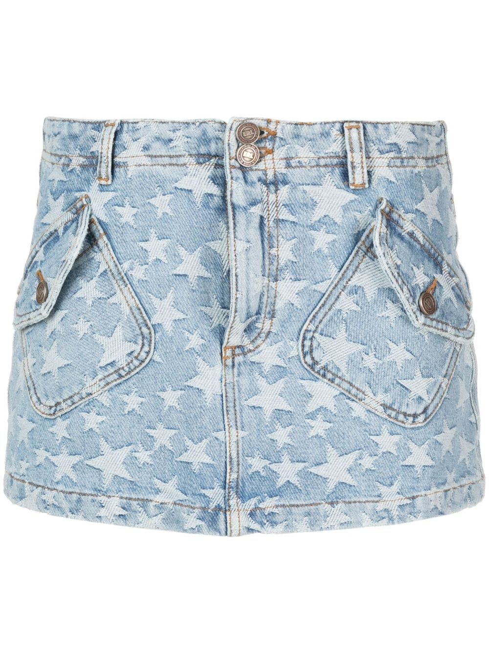 star-print washed-denim mini skirt - 1