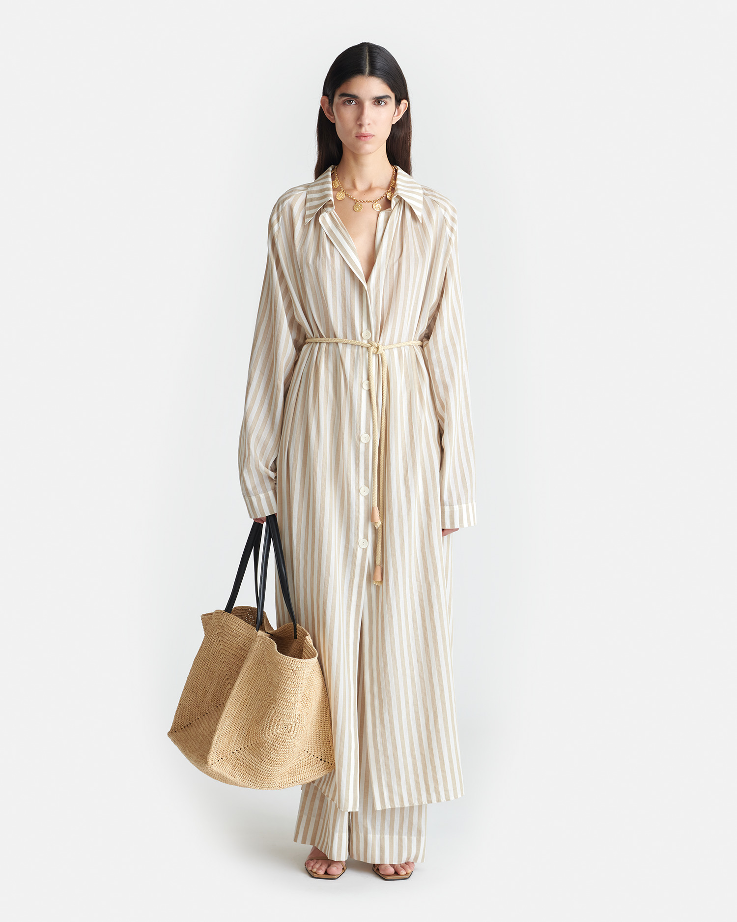 Striped Linen Maxi Dress - 3