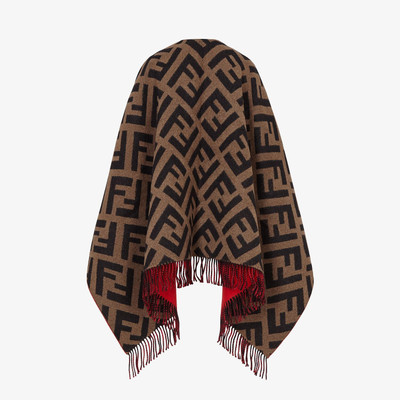 FENDI Multicolor wool and cashmere poncho outlook