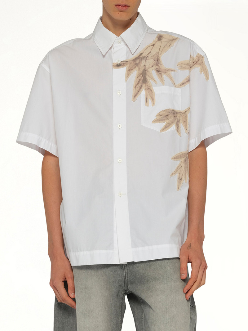 Bamboo Printed Short Sleeve Shirt in White 6