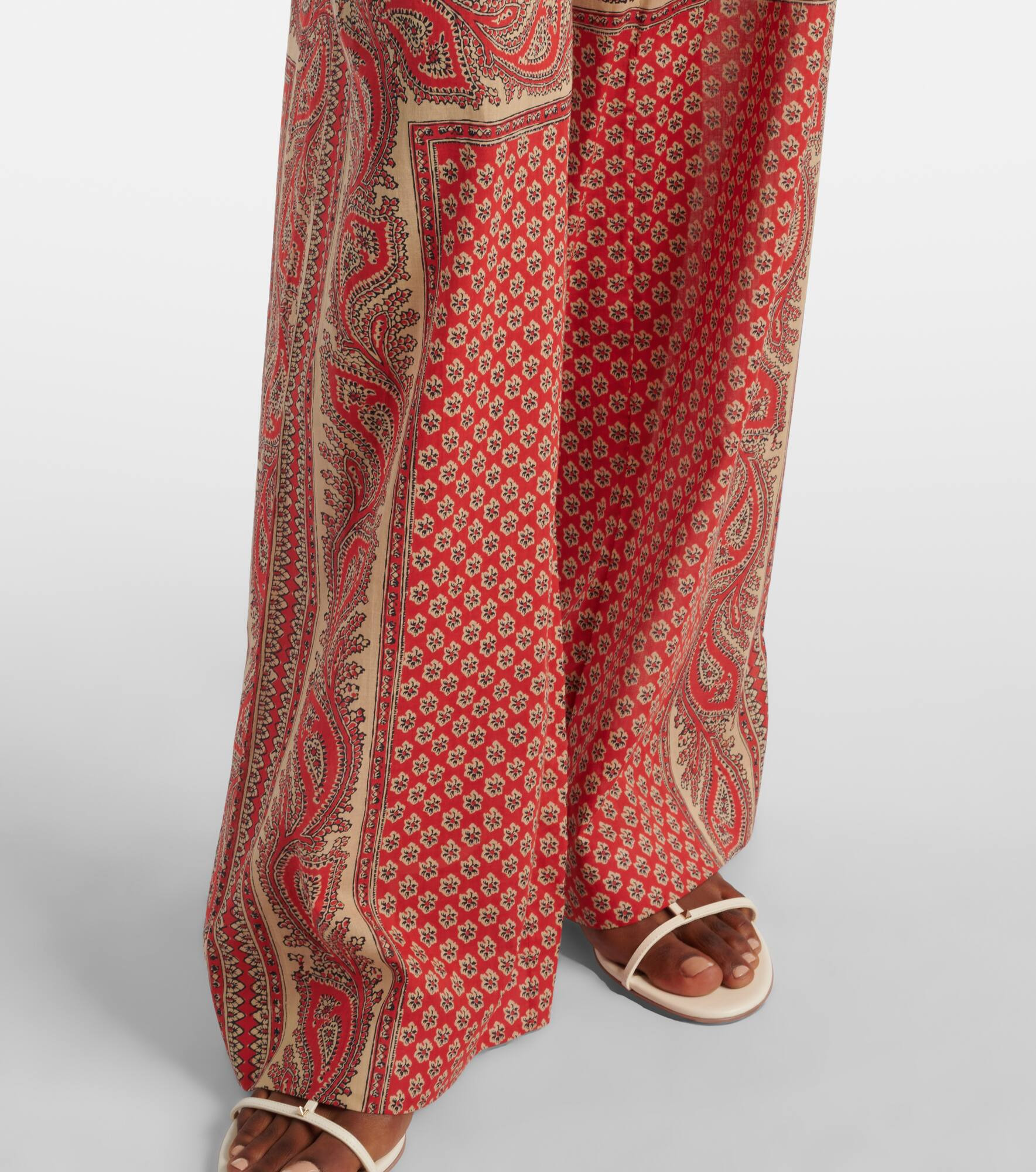 Printed cotton wide-leg pants - 5