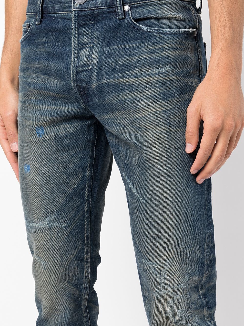 distressed skinny-cut jeans - 5