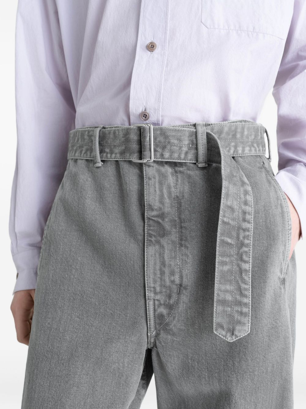 buckle-closure panelled trousers - 5