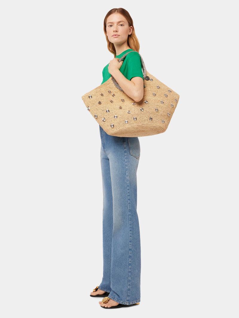 rabanne LARGE BASKET BAG WITH MEDALS IN RAFFIA outlook