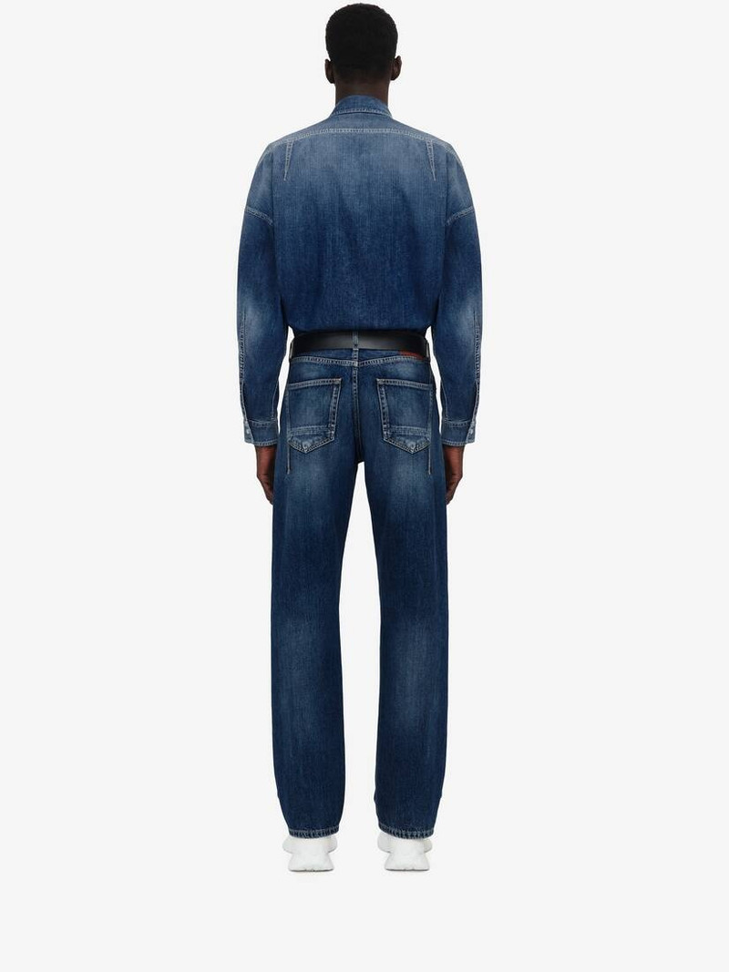 Men's Darted Jeans in Washed Blue 4