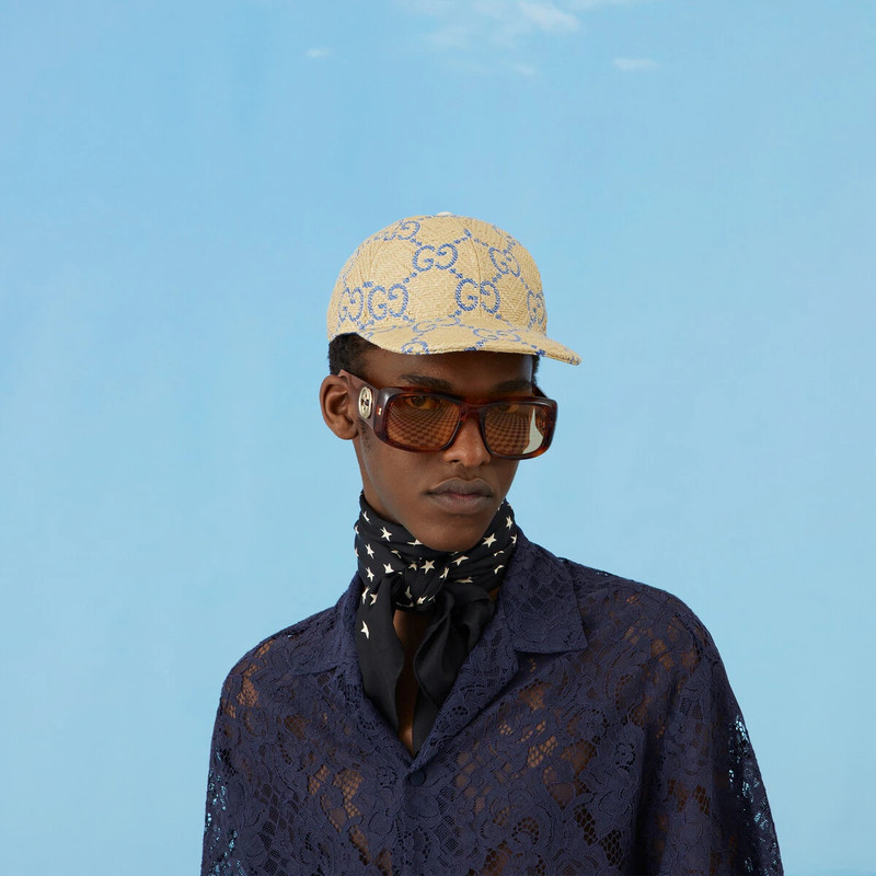 GG raffia-effect baseball hat 4