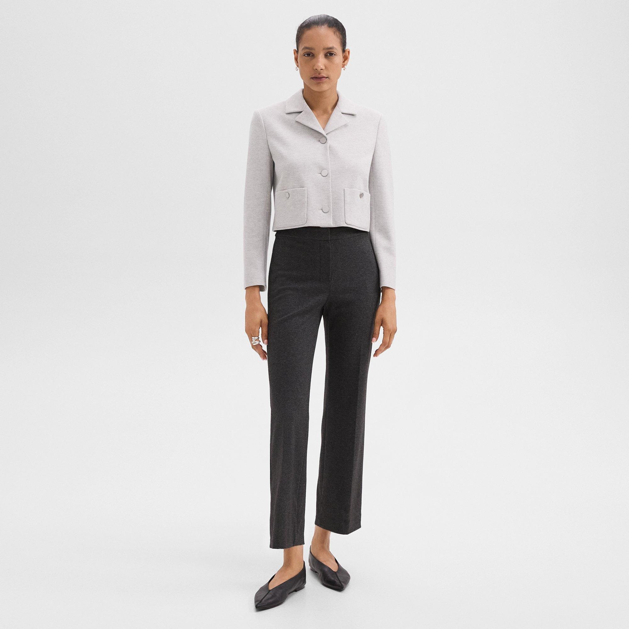 Boxy Patch Pocket Blazer in Herringbone Knit - 6