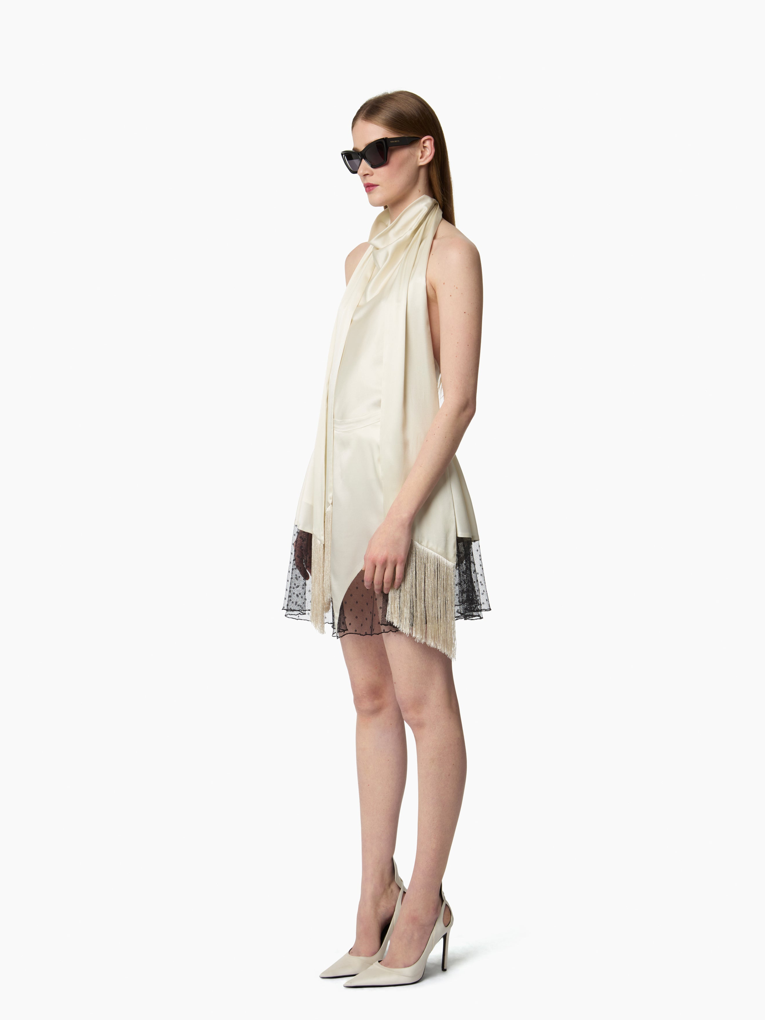 Cream Halterneck Satin Top - 2