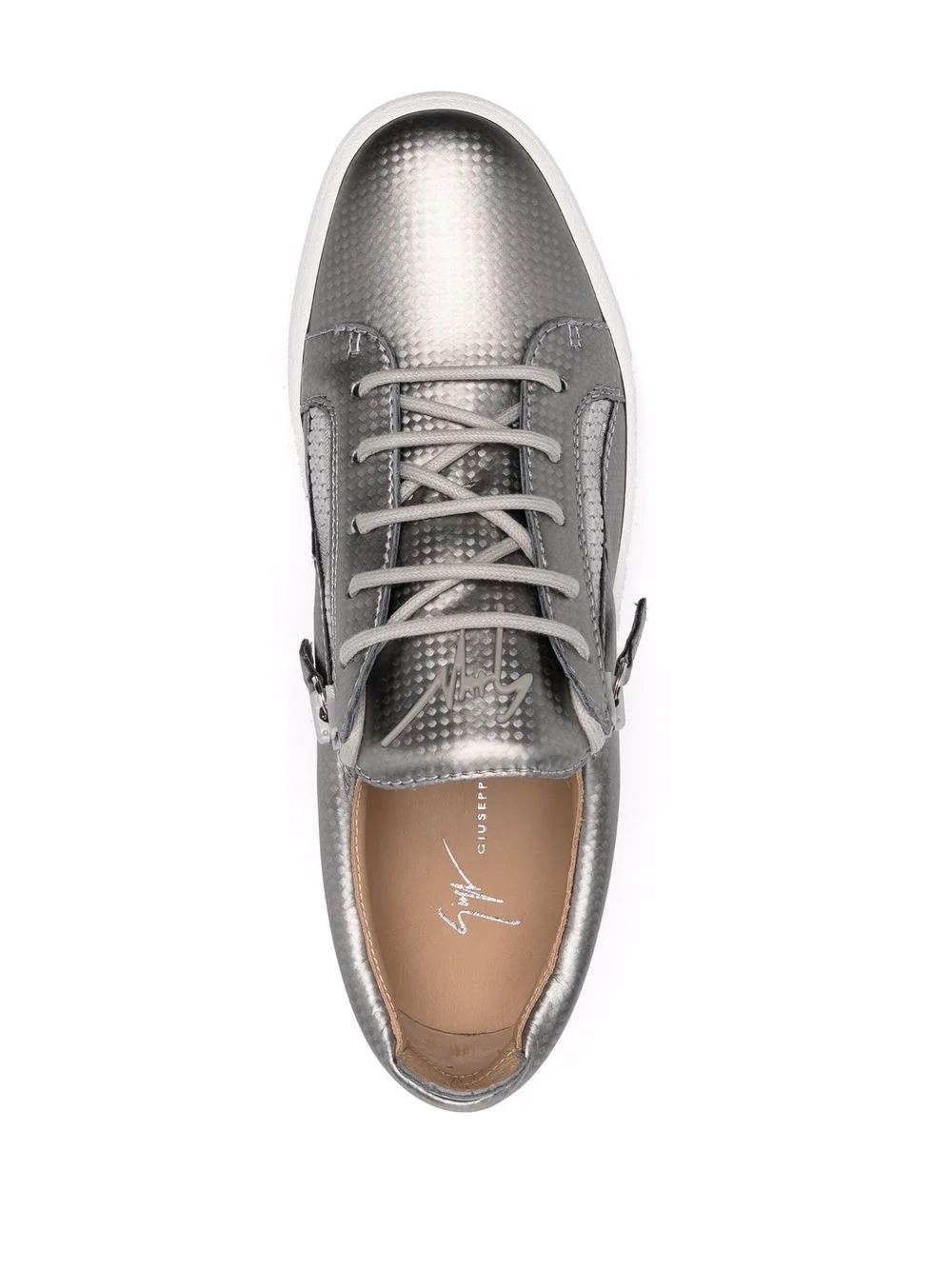 metallic-effect low-top trainers - 4