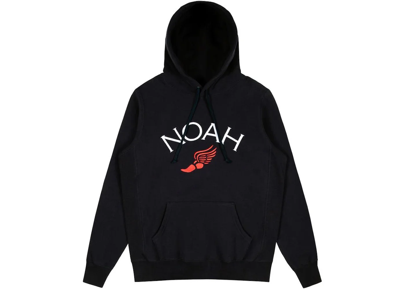 Noah Winged Foot Embroidered Hoodie Black - 1