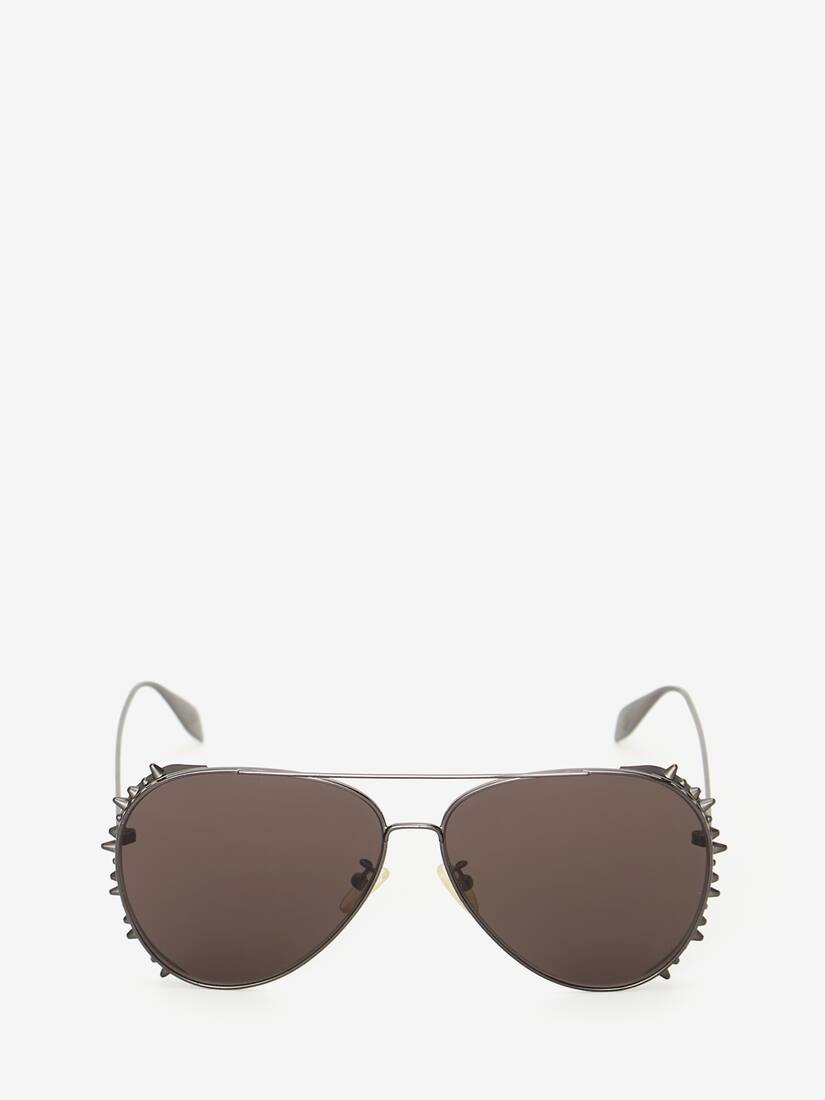 Punk Stud Pilot Sunglasses in Ruthenium - 1