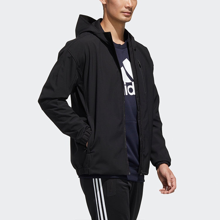 adidas M Mh Wrm Wd Jkt Solid Color Fleece Lined Stay Warm Hooded Jacket Black GE0408 - 5