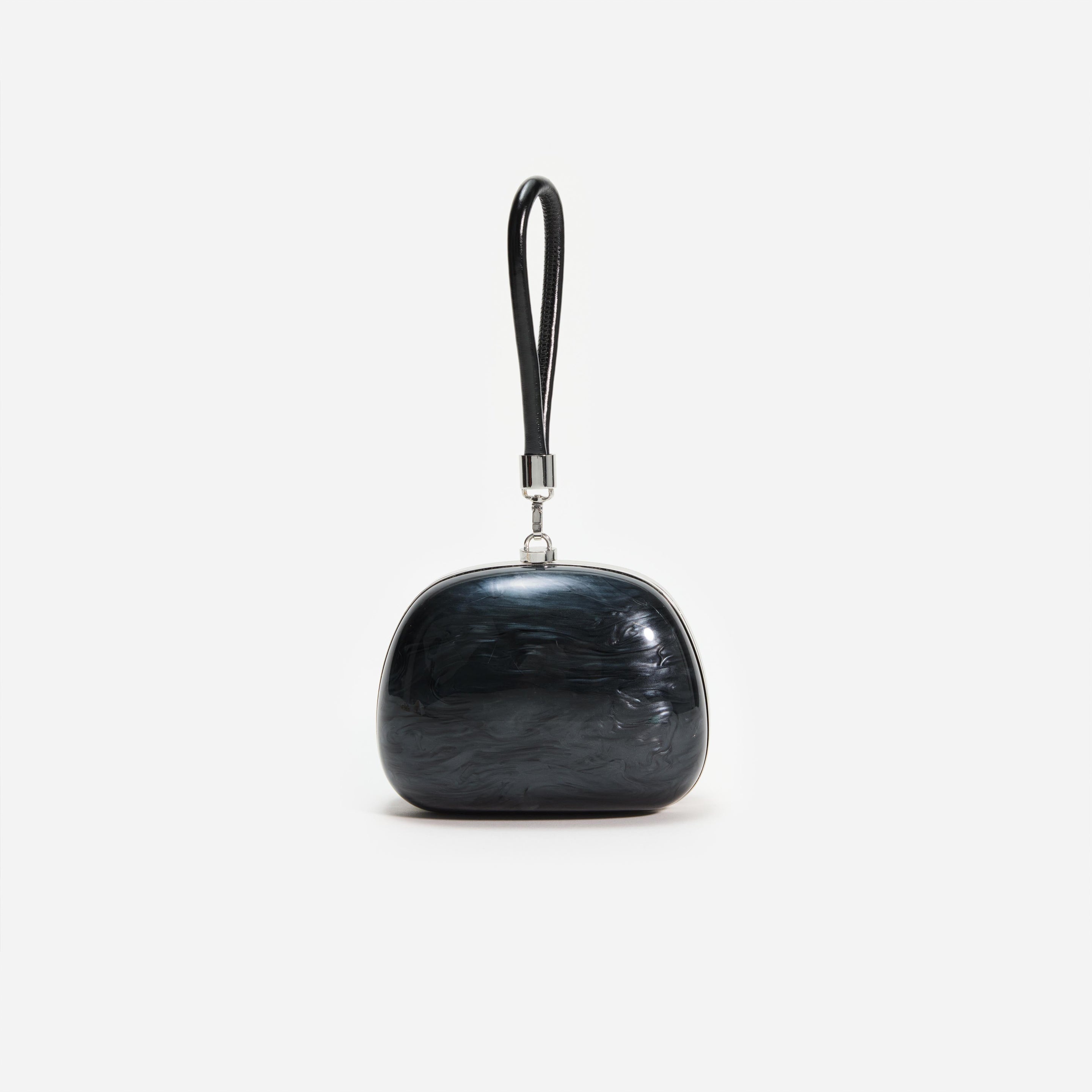 Black Pearl Top Handle Clutch Bag - 3