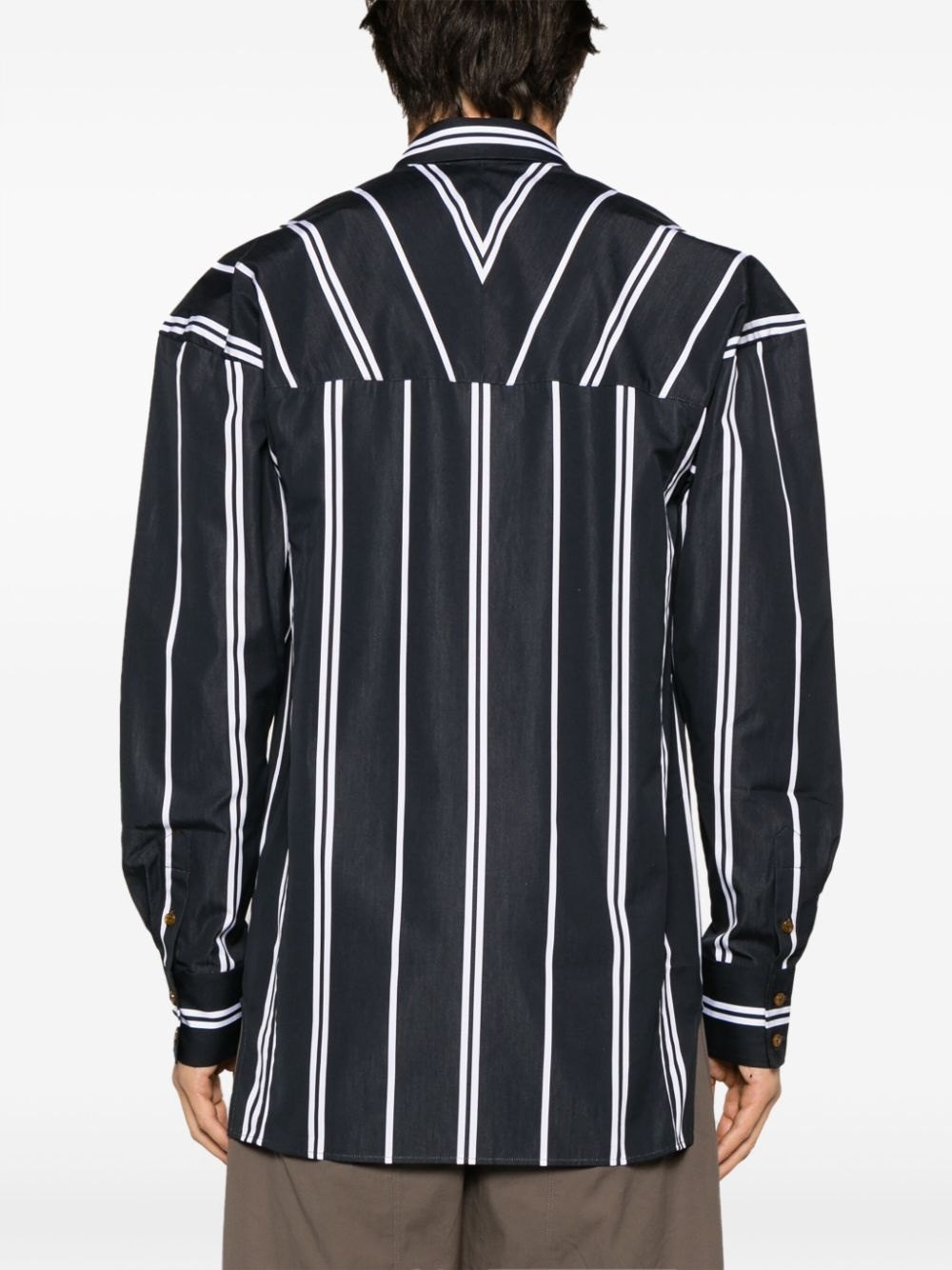 Orb-logo stripe-print shirt - 4