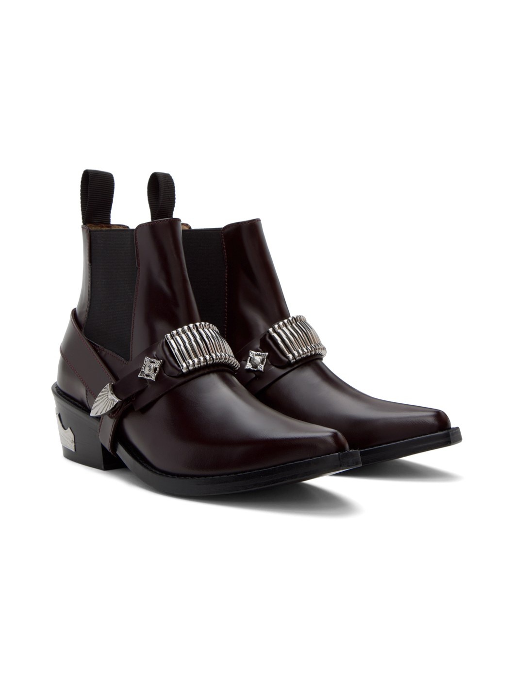 Burgundy Ankle Strap Chelsea Boots - 4