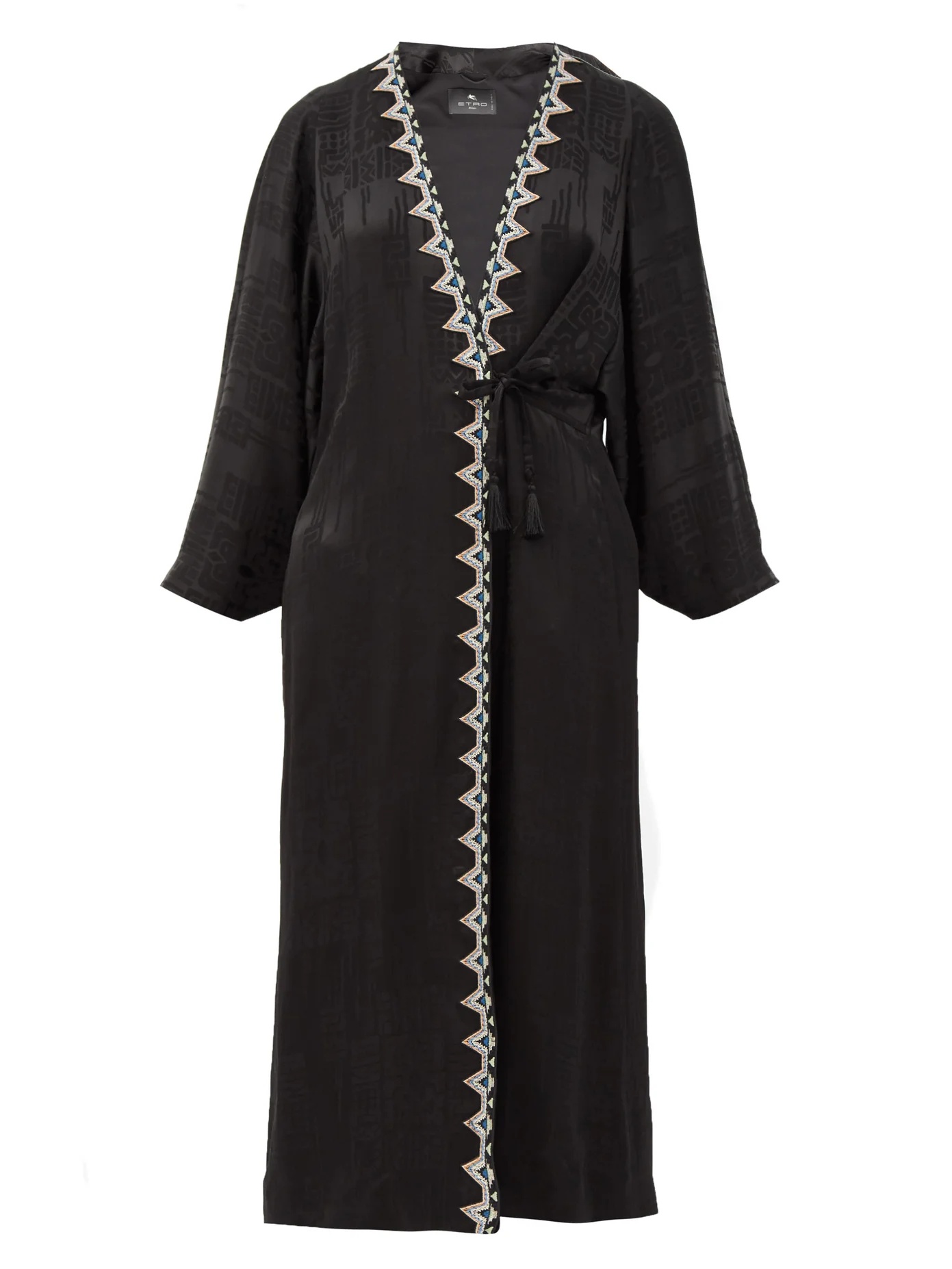 Campaerio embroidered-edge jacquard satin tunic - 1