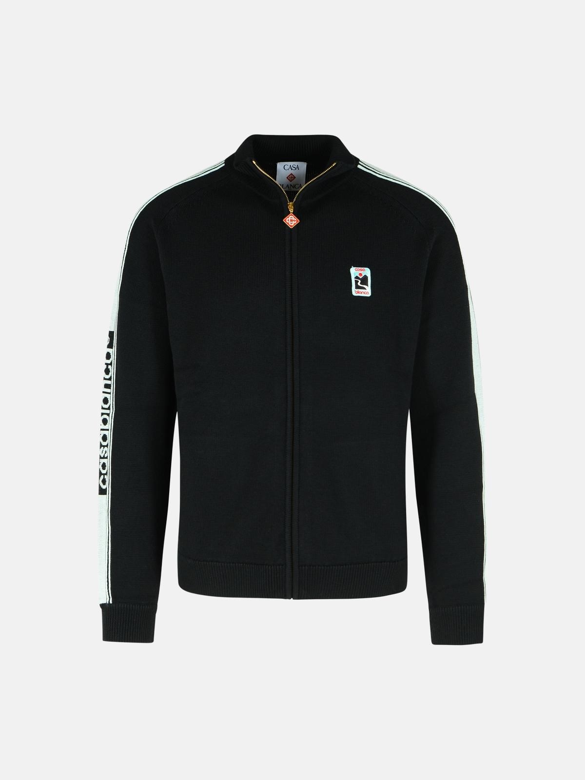 BLACK MERINO WOOL SWEATSHIRT - 1
