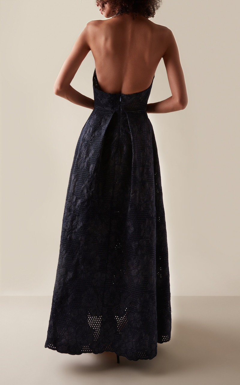 Embroidered Denim Maxi Dress blue 5