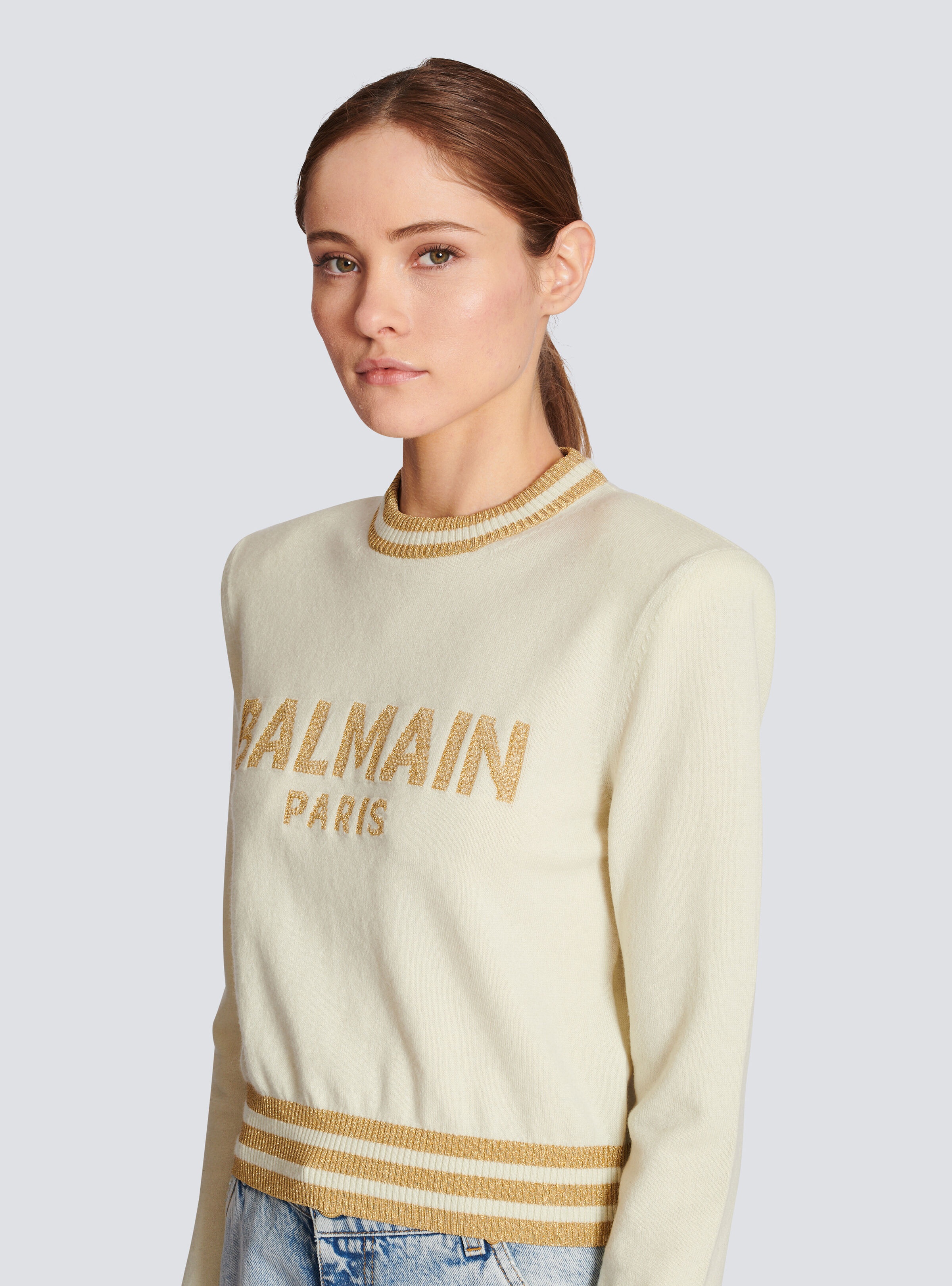Cropped wool jumper with Balmain logo - 6