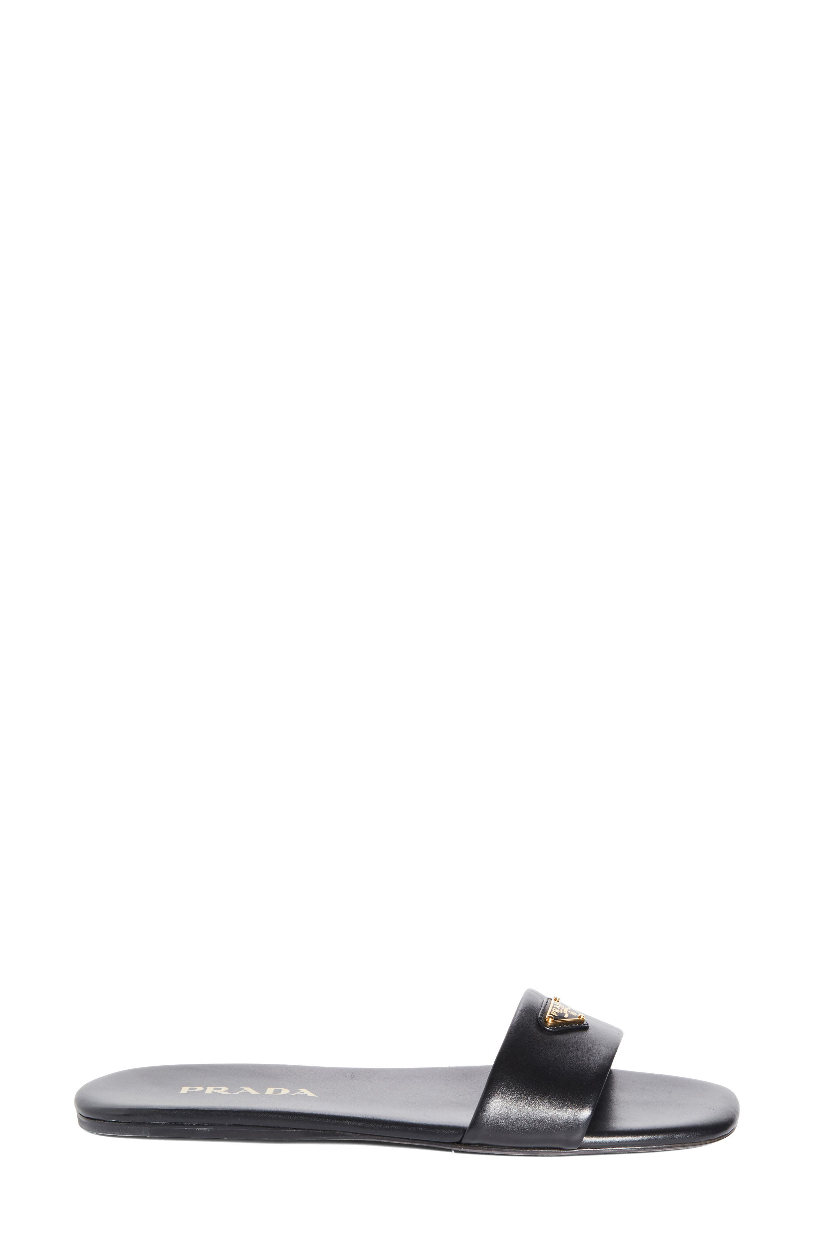 Prada Triangle Logo Slide Sandal in Nero at Nordstrom - 3