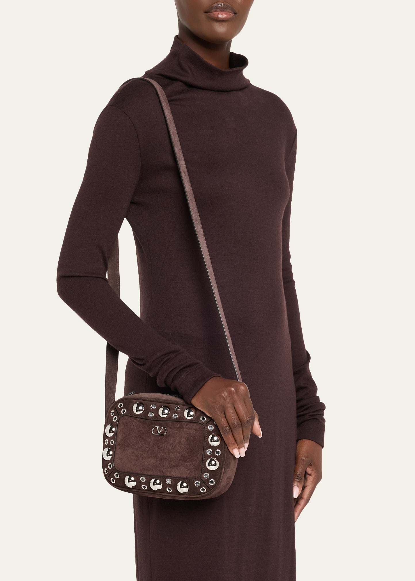 Nellcote Studded Suede Camera Crossbody Bag - 2