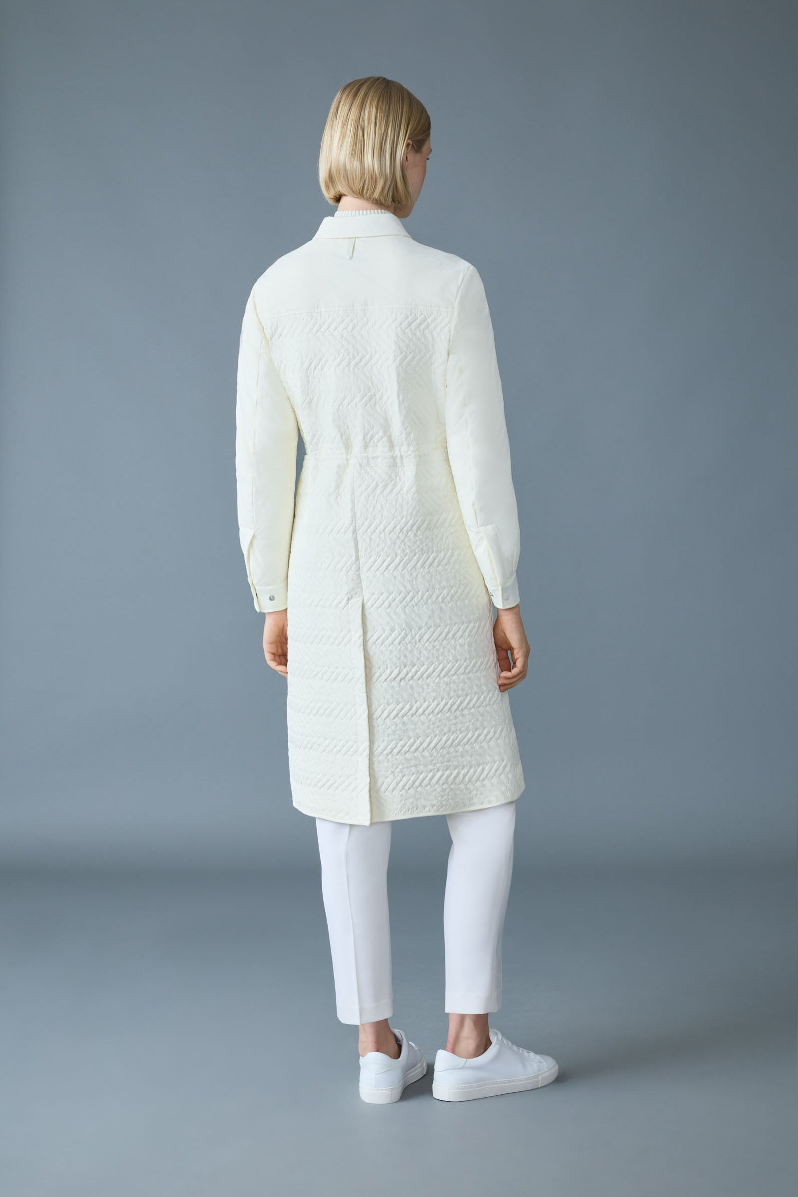 NAOLIN Long Down Coat with Chevron Quilt - 4