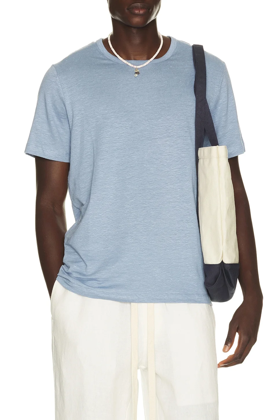 Stretch Linen Crewneck Tee Shirt - 1