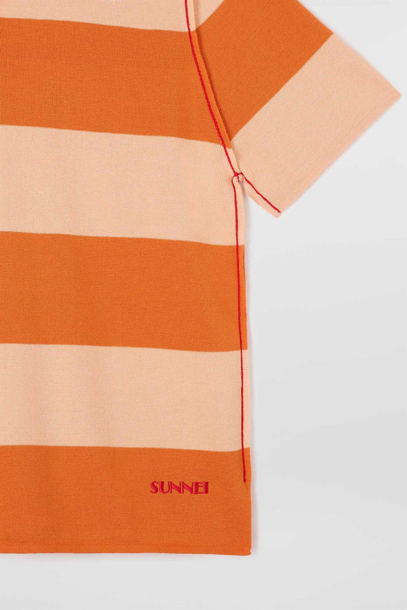 MAGLIAUNITA STRIPED POLO / orange & salmon pink 5