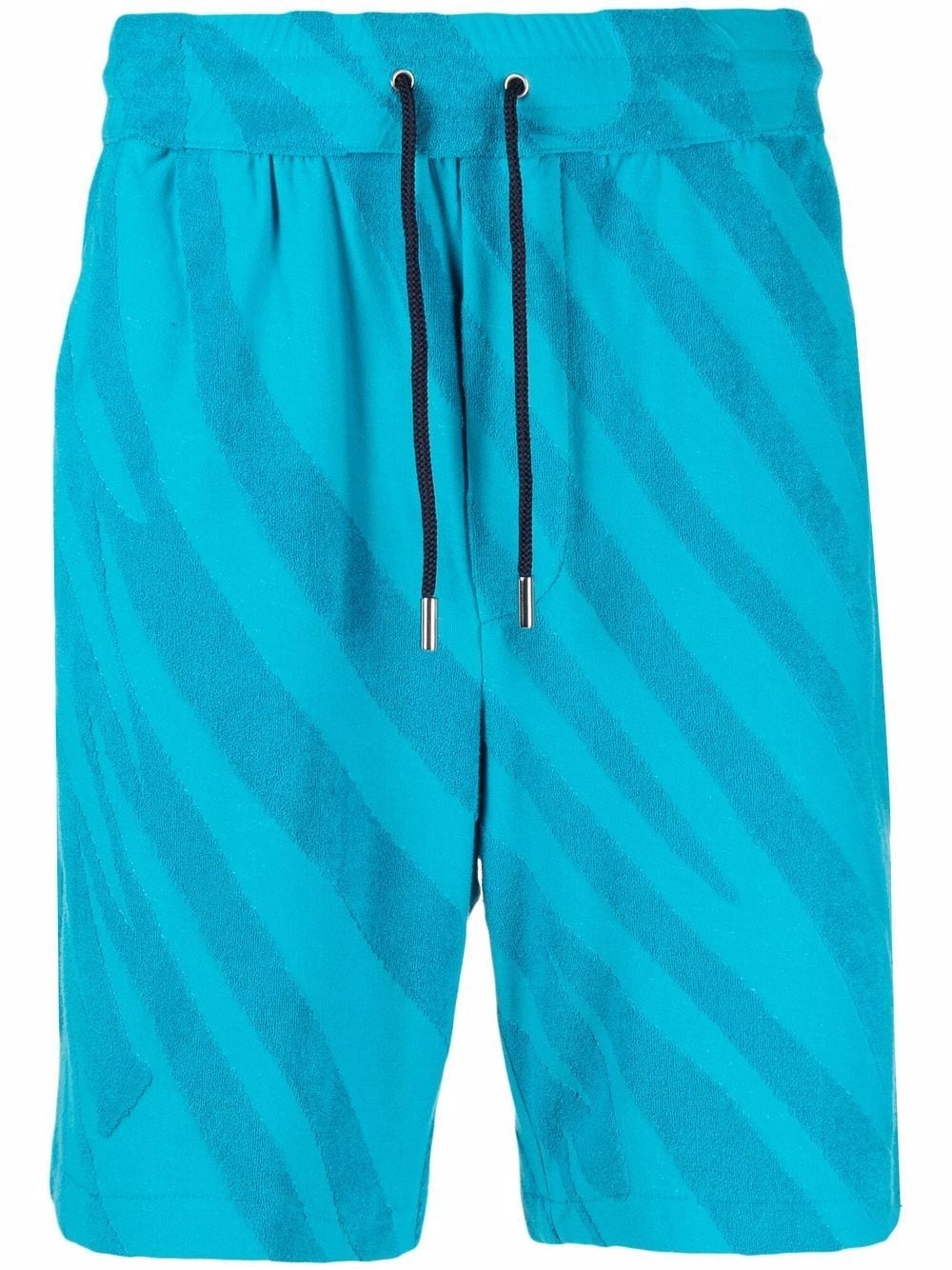 striped drawstring track shorts - 1