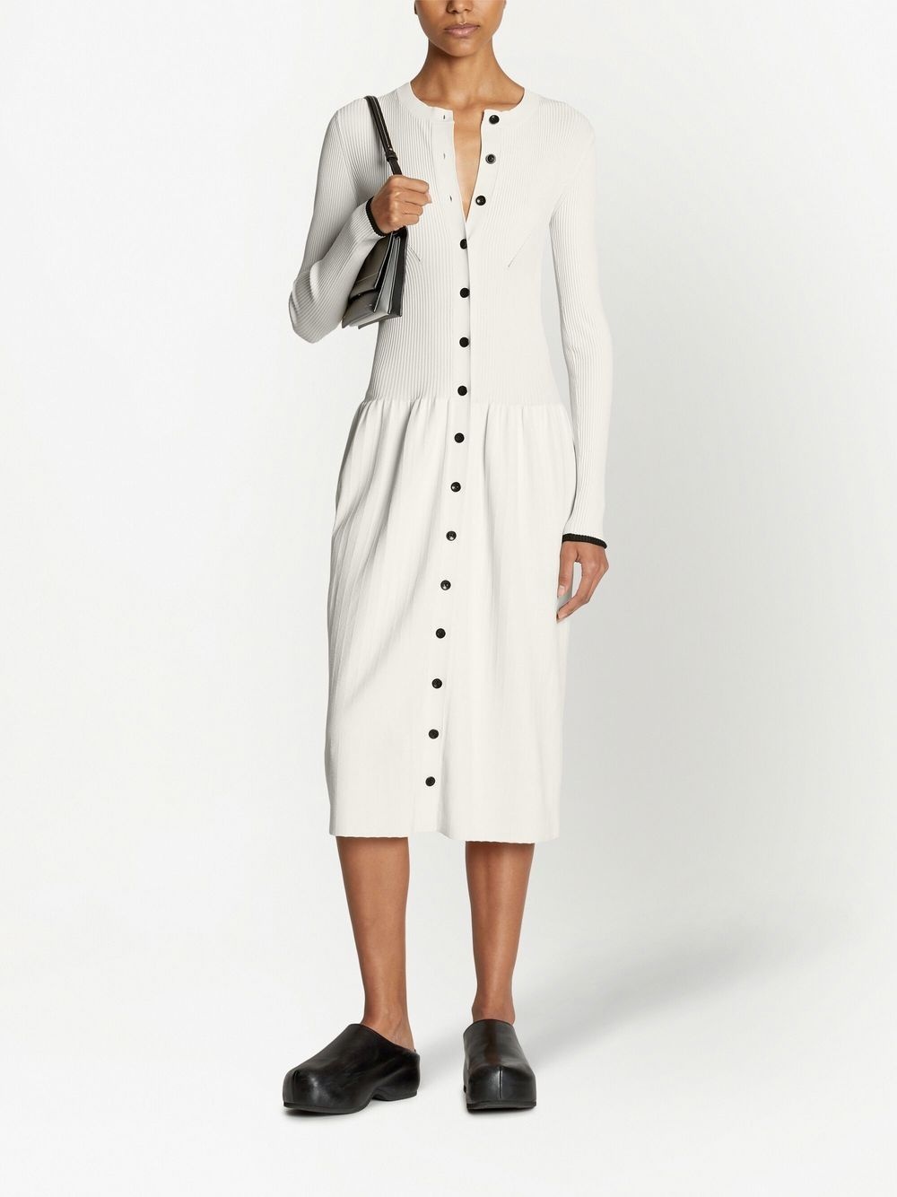 ribbed-knit buttoned midi dress - 2