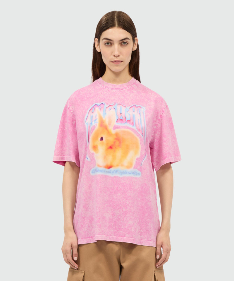 MSGM Pink faded cotton T-shirt with "MSGM Concert Bunny" print outlook