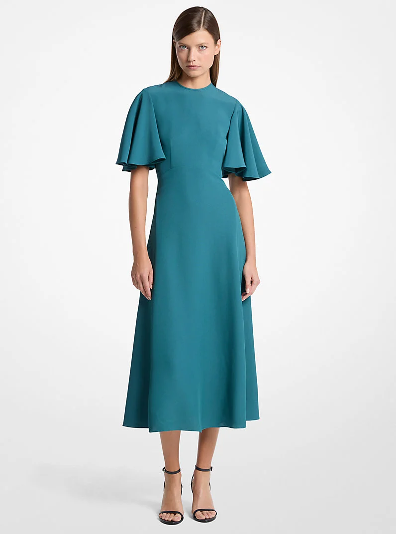 Crepe Cady Flutter-Sleeve Dress - 1