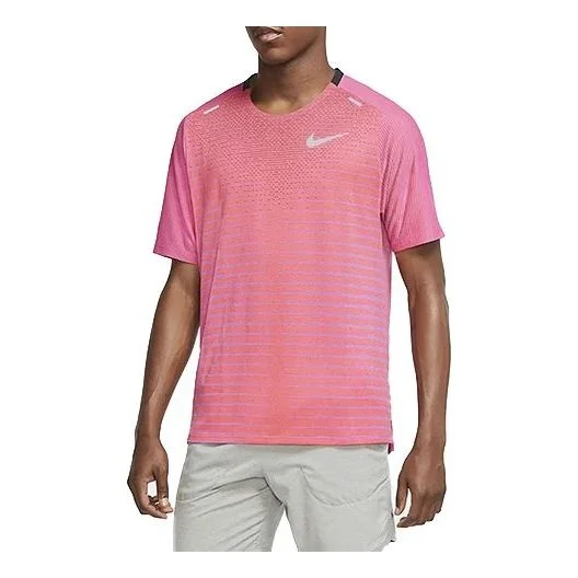 Nike TechKnit Future Fast Running Round Neck Short Sleeve Pink CU6057-551 - 1