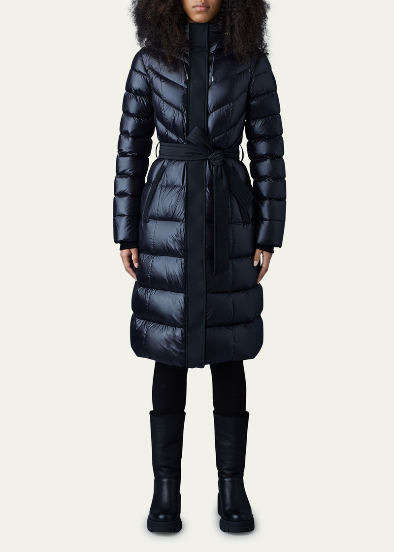 MACKAGE Coralia Lustrous Light Down Coat with Sash Belt outlook