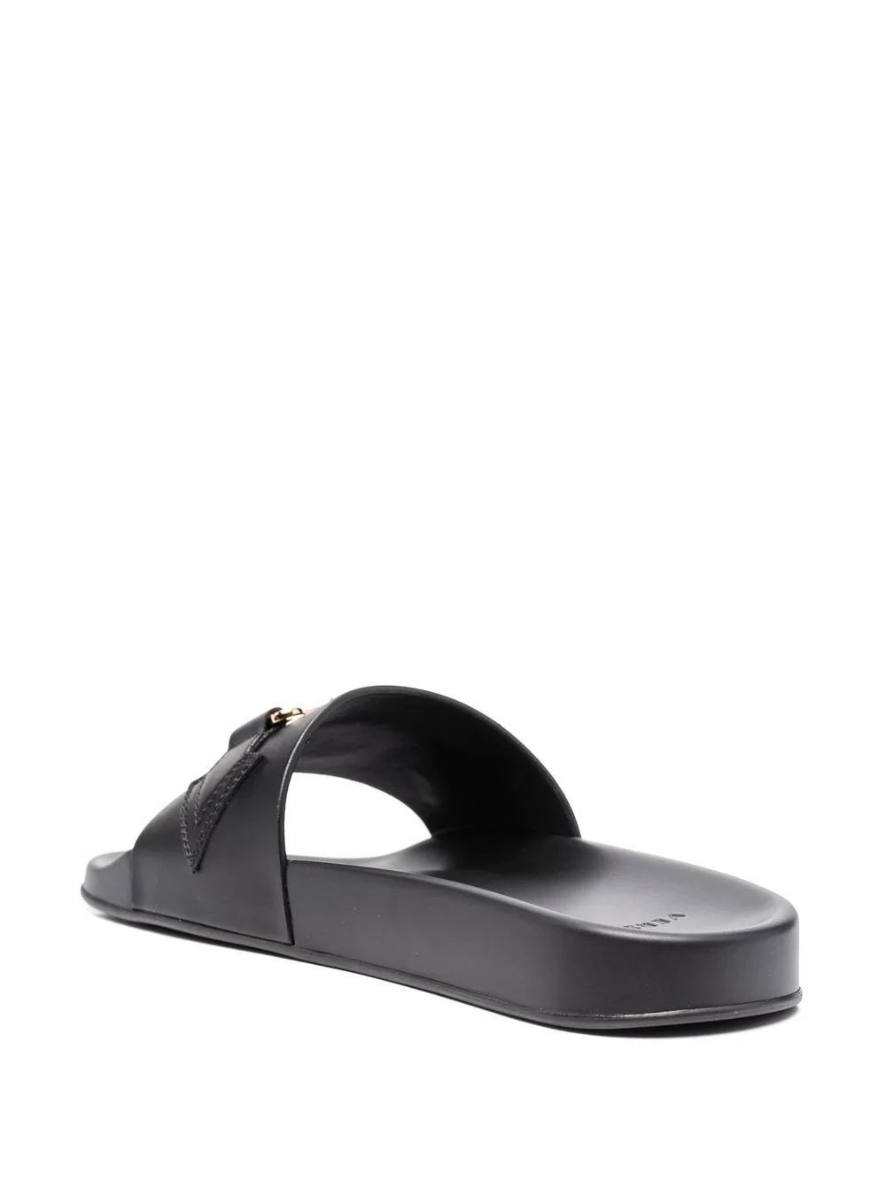 logo-plaque leather sliders - 3