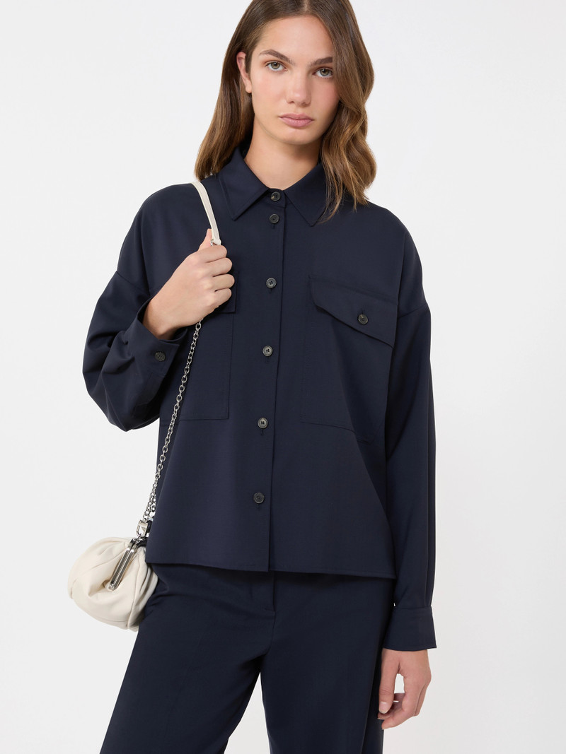 MULINO Woollen cloth cropped jacket - NAVY 5