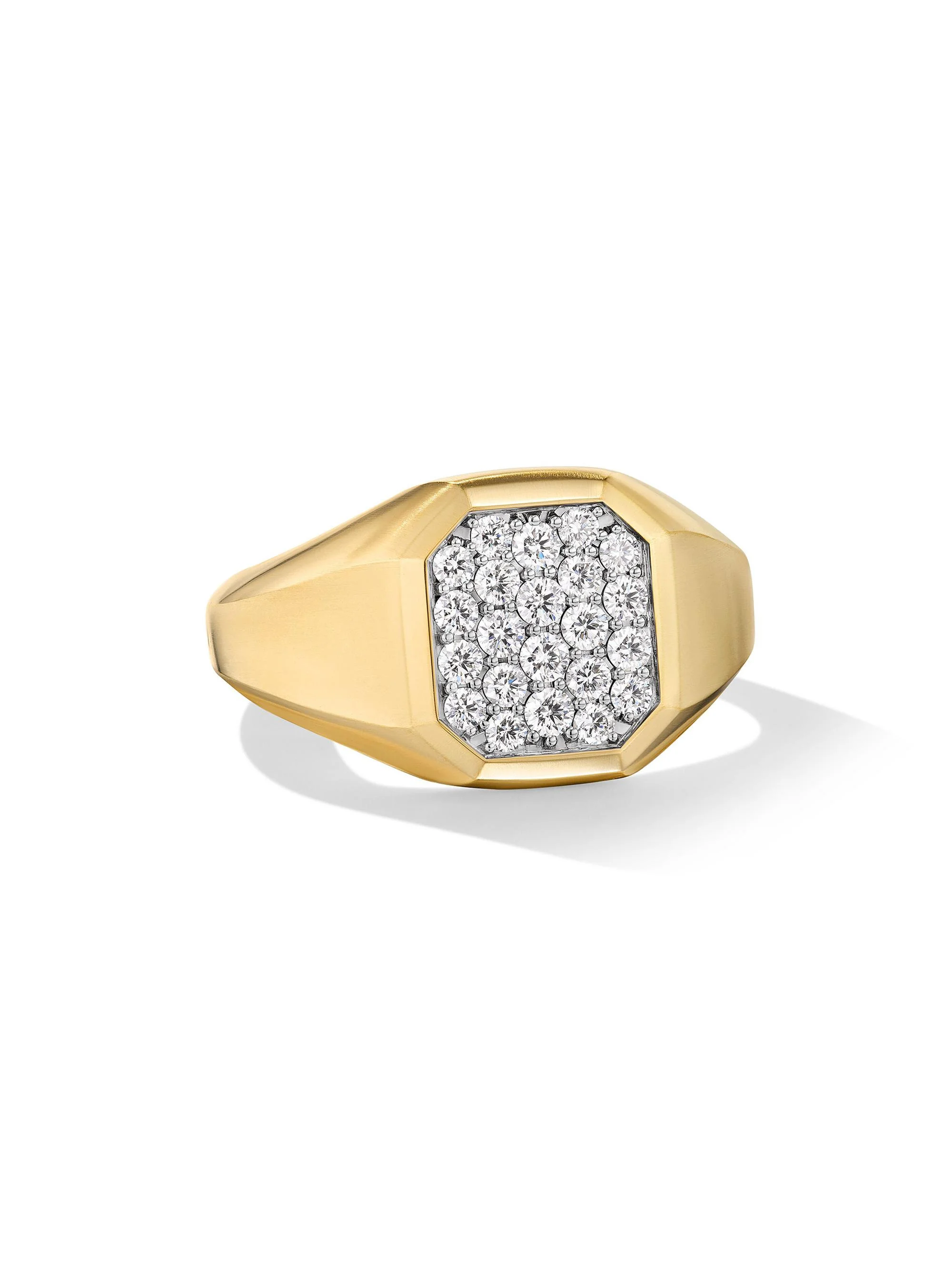 Men's Streamline Signet Ring in 18K Yellow Gold - Diamond - 1