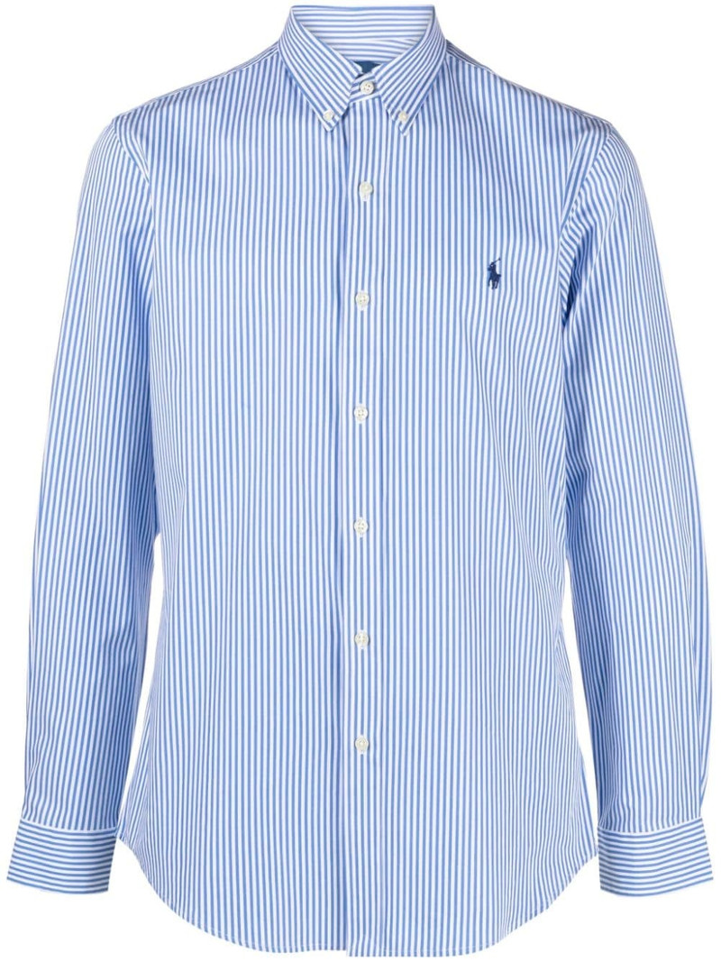 embroidered-logo striped shirt 1