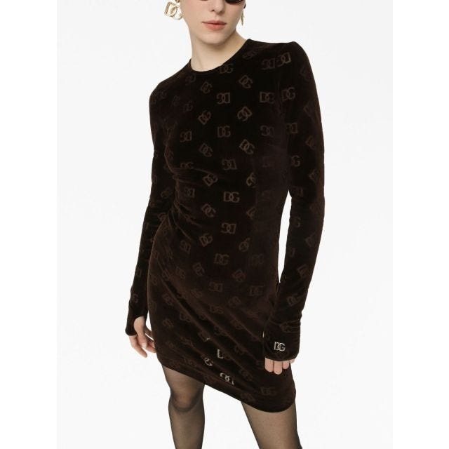 Monogram-jacquard cotton minidress - 4