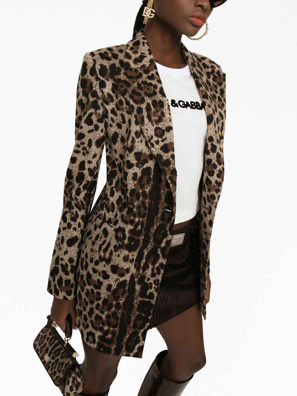 leopard-print double-breasted blazer - 5