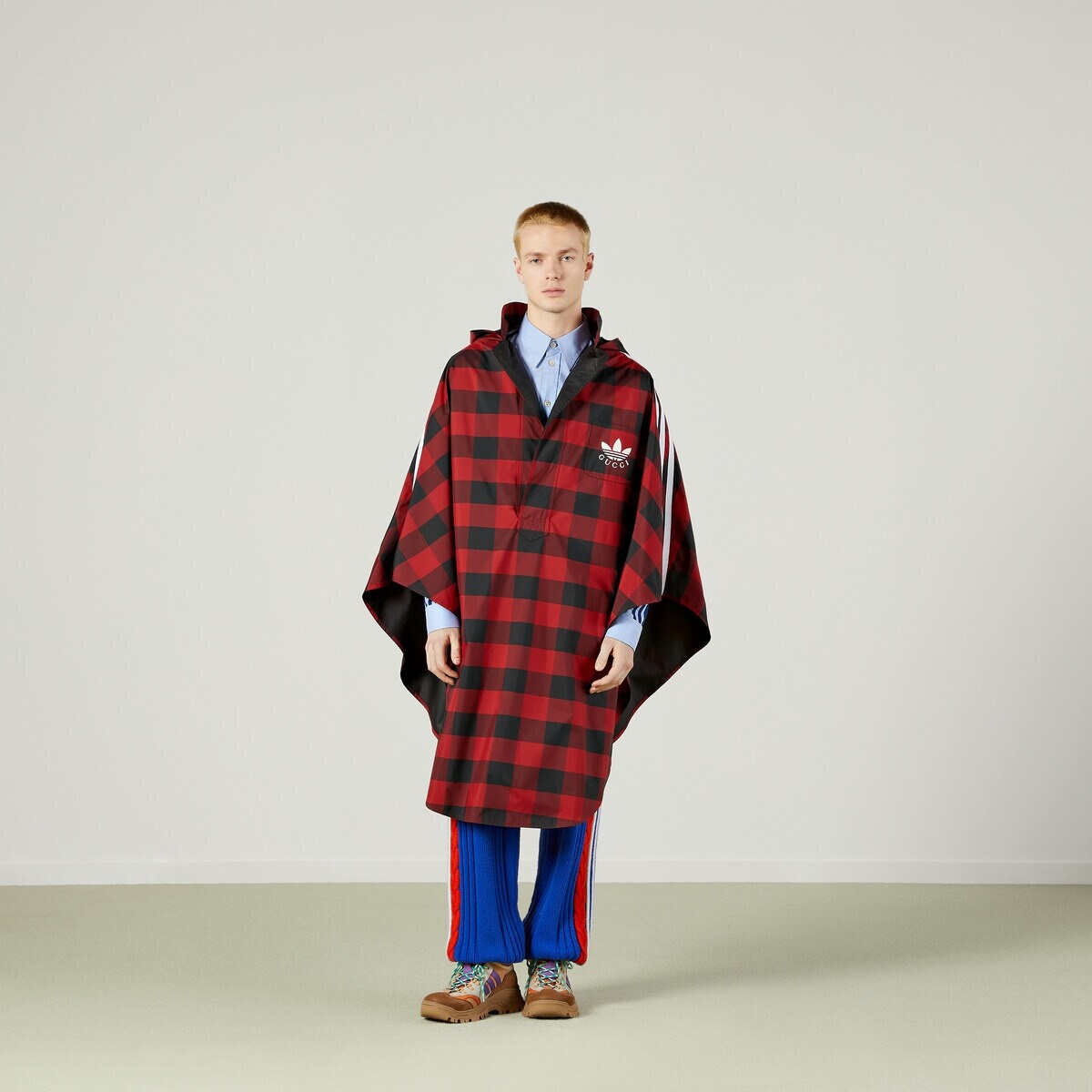 adidas x Gucci Gingham nylon cape coat - 7