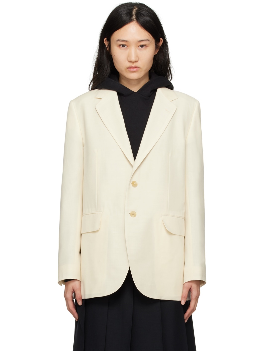 Off-White Notched Lapel Blazer - 1