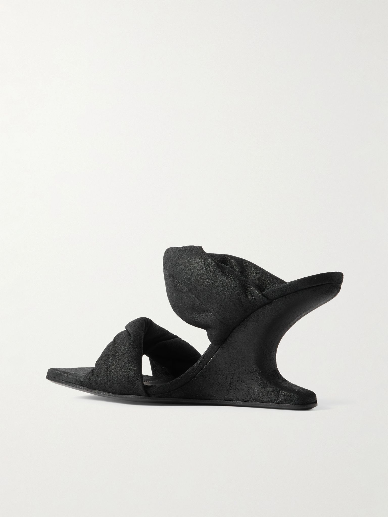 Twisted Cantilever suede wedge mules Black - 3