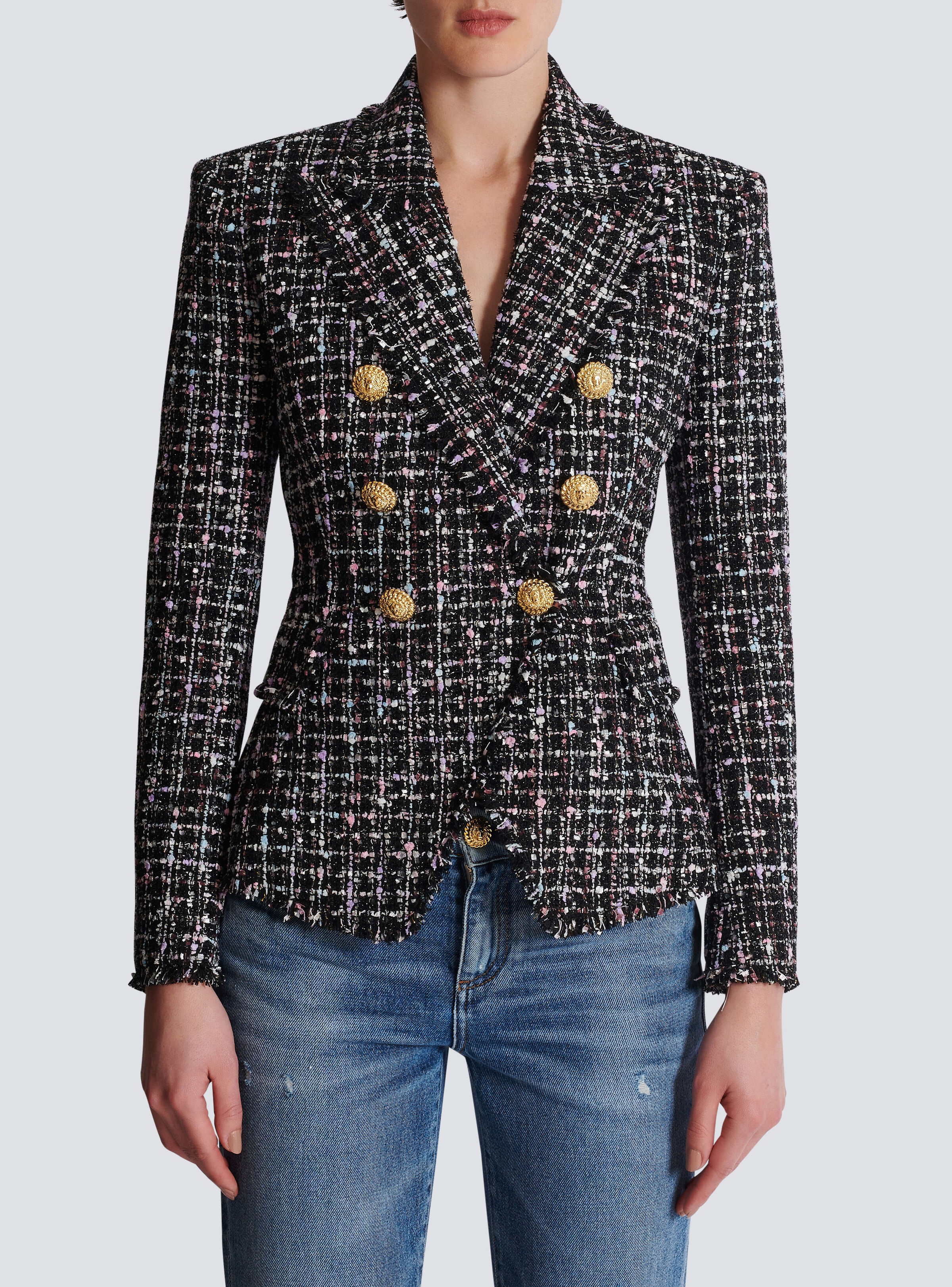 6-button tweed jacket - 5