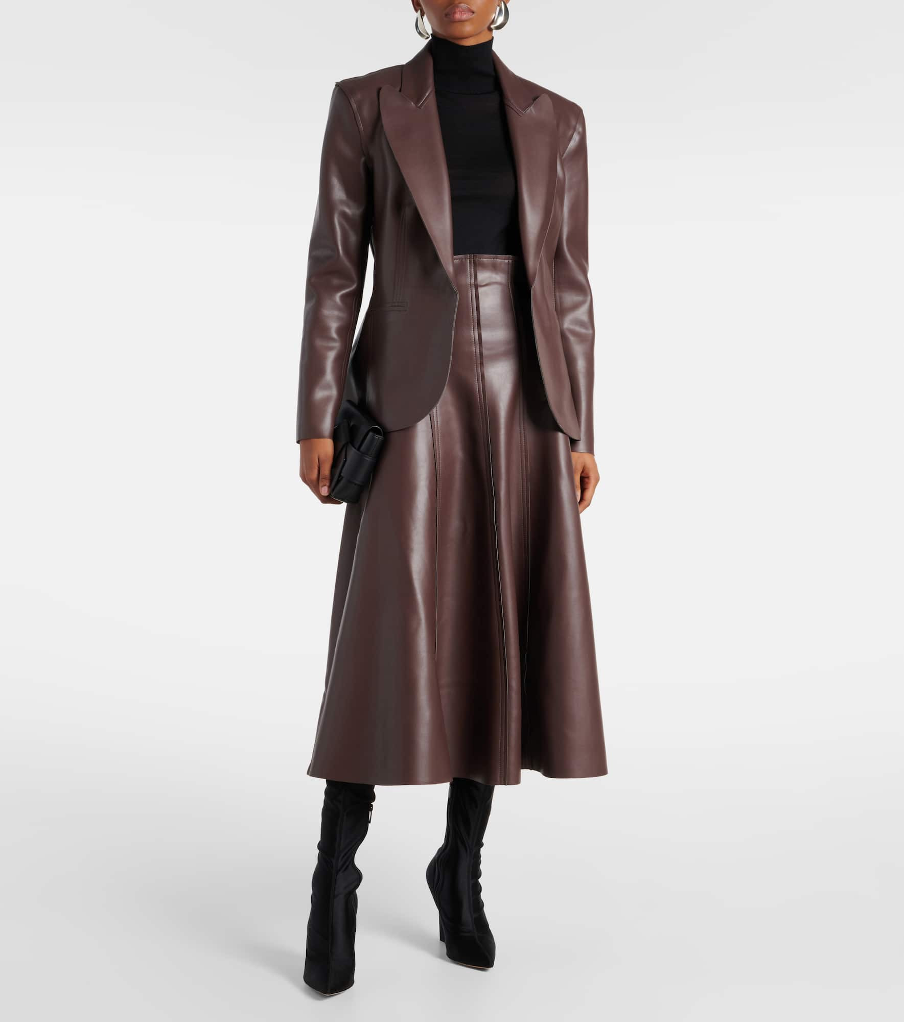 High-rise faux leather midi skirt - 2