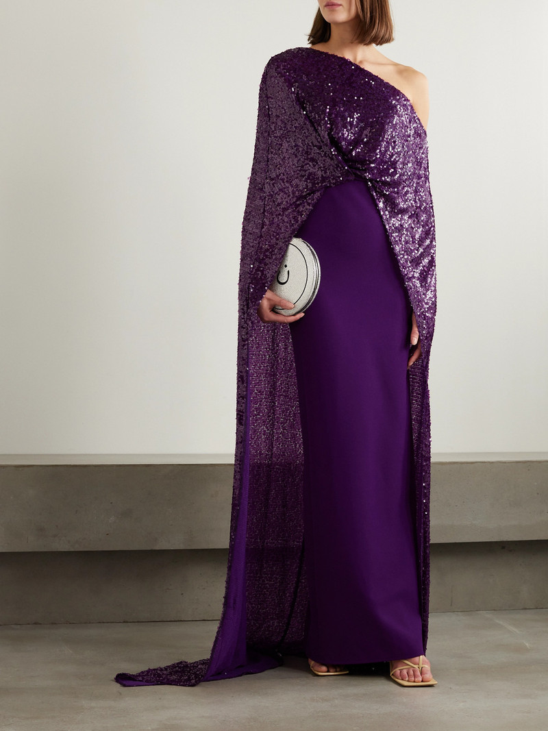 Safiyaa Cadenza Cape-effect Sequined Georgette And Stretch-crepe Gown outlook