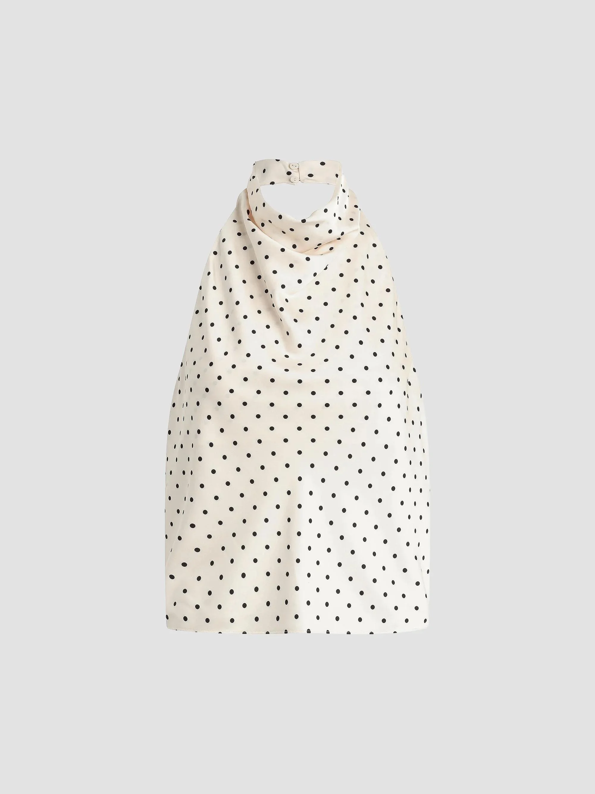 Women's The Ines Polka Dot Draped Halterneck Top - Ecru Polka Dot - 1
