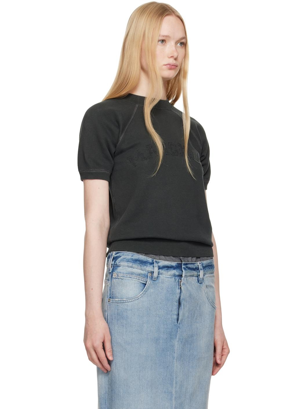 Black Short Sleeve Sweatshirt - 2