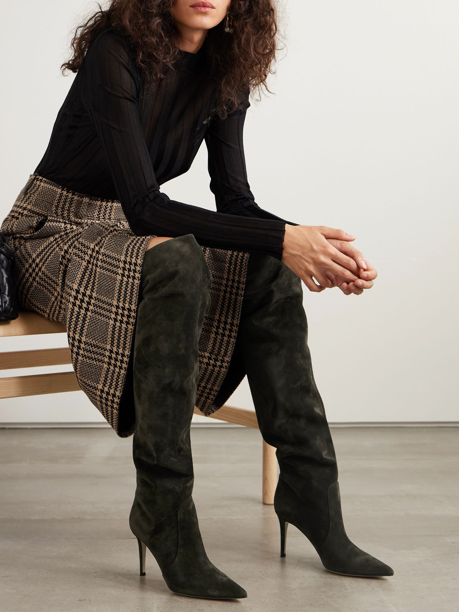 Hansen 85 suede over-the-knee boots Dark green - 2